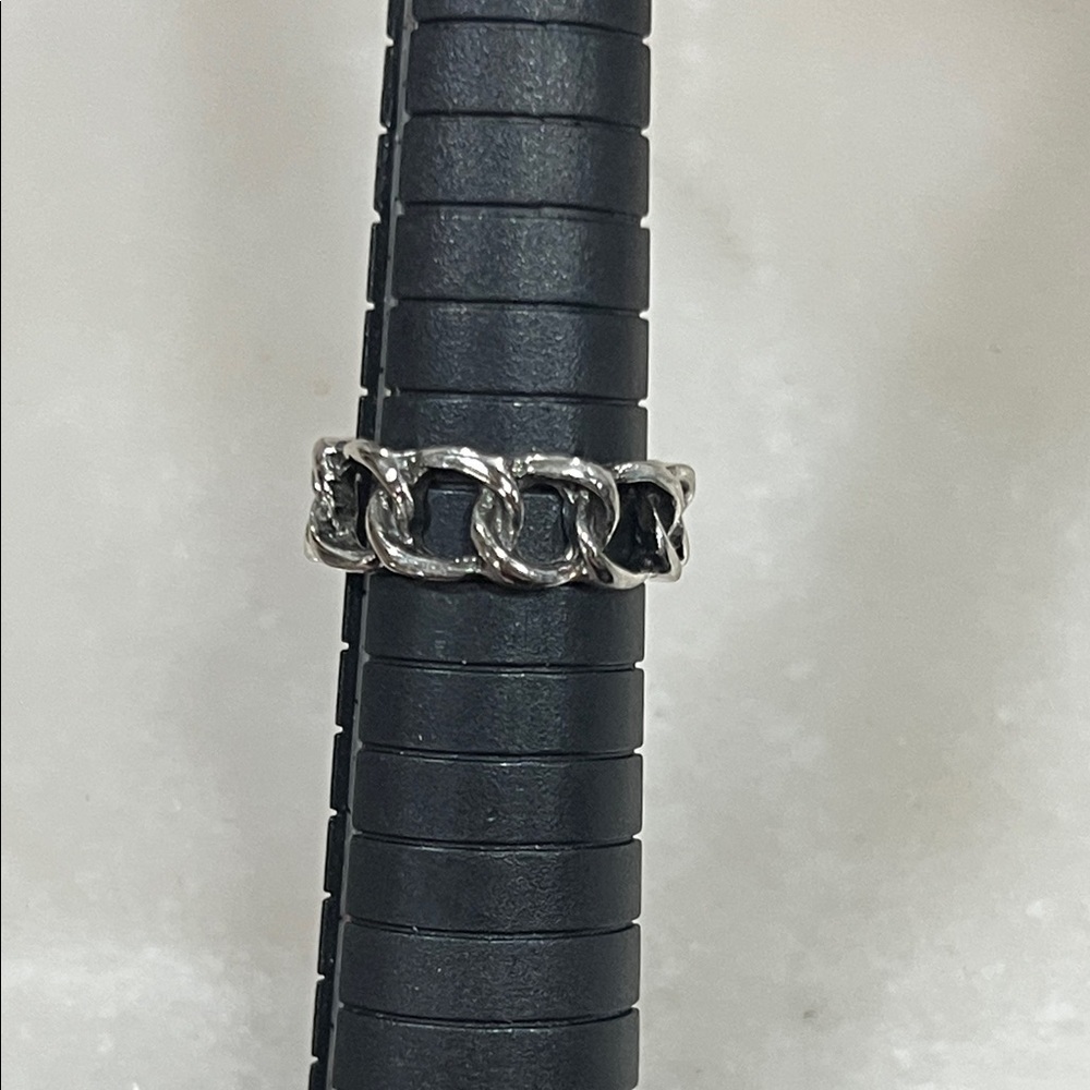 Elegant Silver Chain Open Link Ring